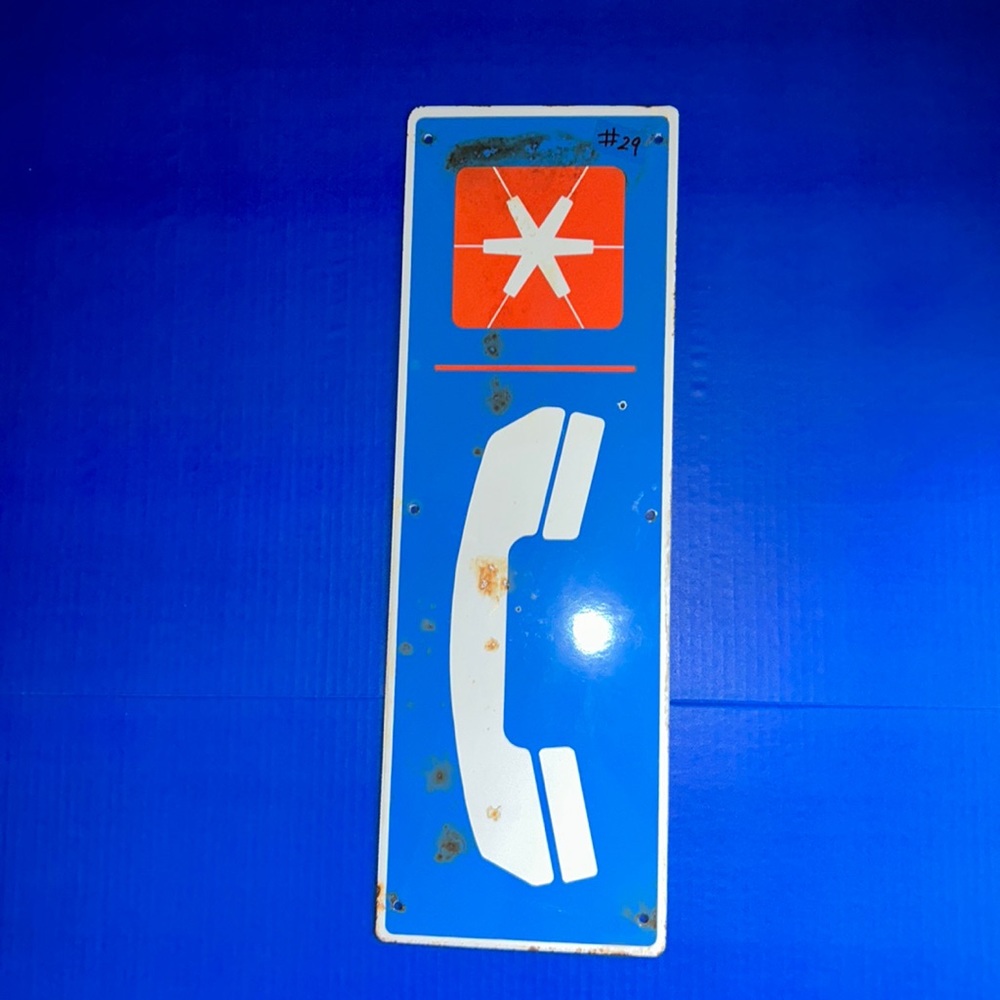 Genuine Porcelain Telephone Pay Phone Sign Vintage (#29)